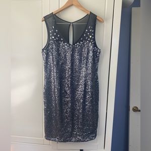 Beautiful classy formal sequin dress dark grey with rhinestones fully lined